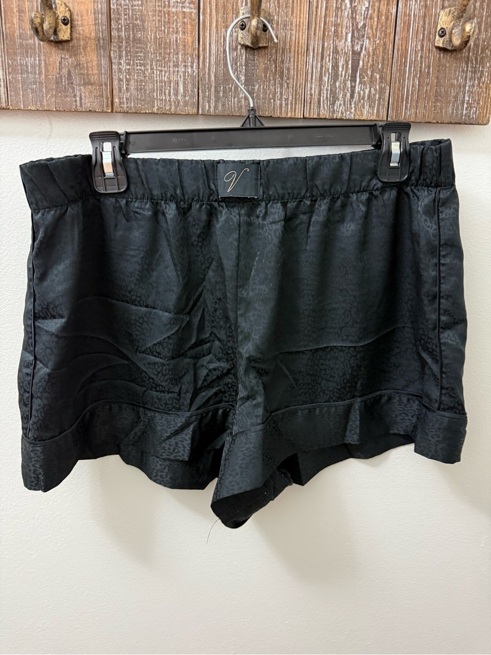 Victoria's Secret Black Satin Leopard-Print Sleep Shorts